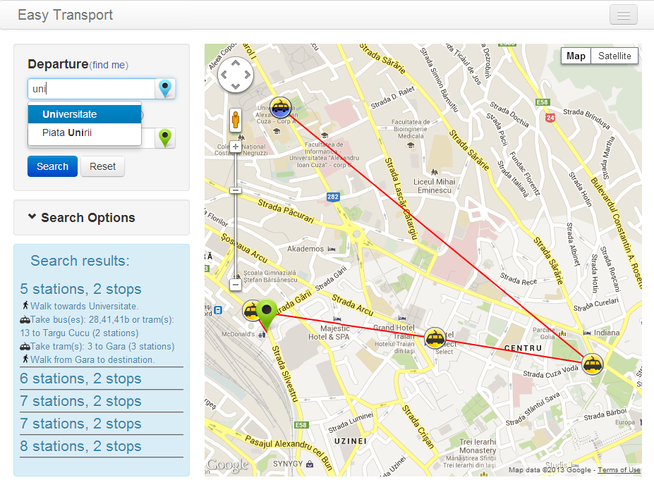 Captura de ecran din cadrul aplicatiei